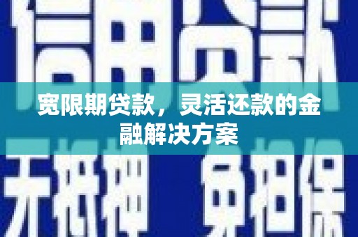褒忠宽限期贷款，灵活还款的金融解决方案