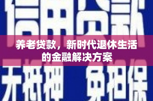 金宁养老贷款，新时代退休生活的金融解决方案