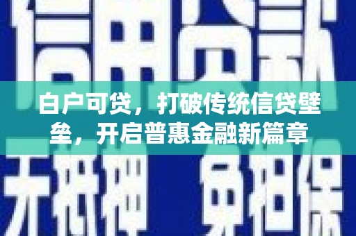 环江白户可贷，打破传统信贷壁垒，开启普惠金融新篇章