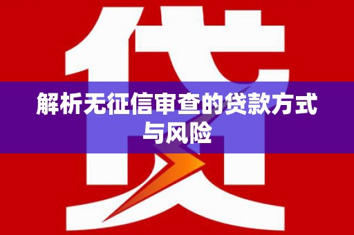 二仑解析无征信审查的贷款方式与风险